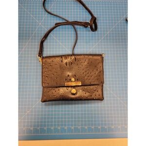 Black Faux Ostrich Crocodile Embossed Crossbody Bag Purse Clutch China Made